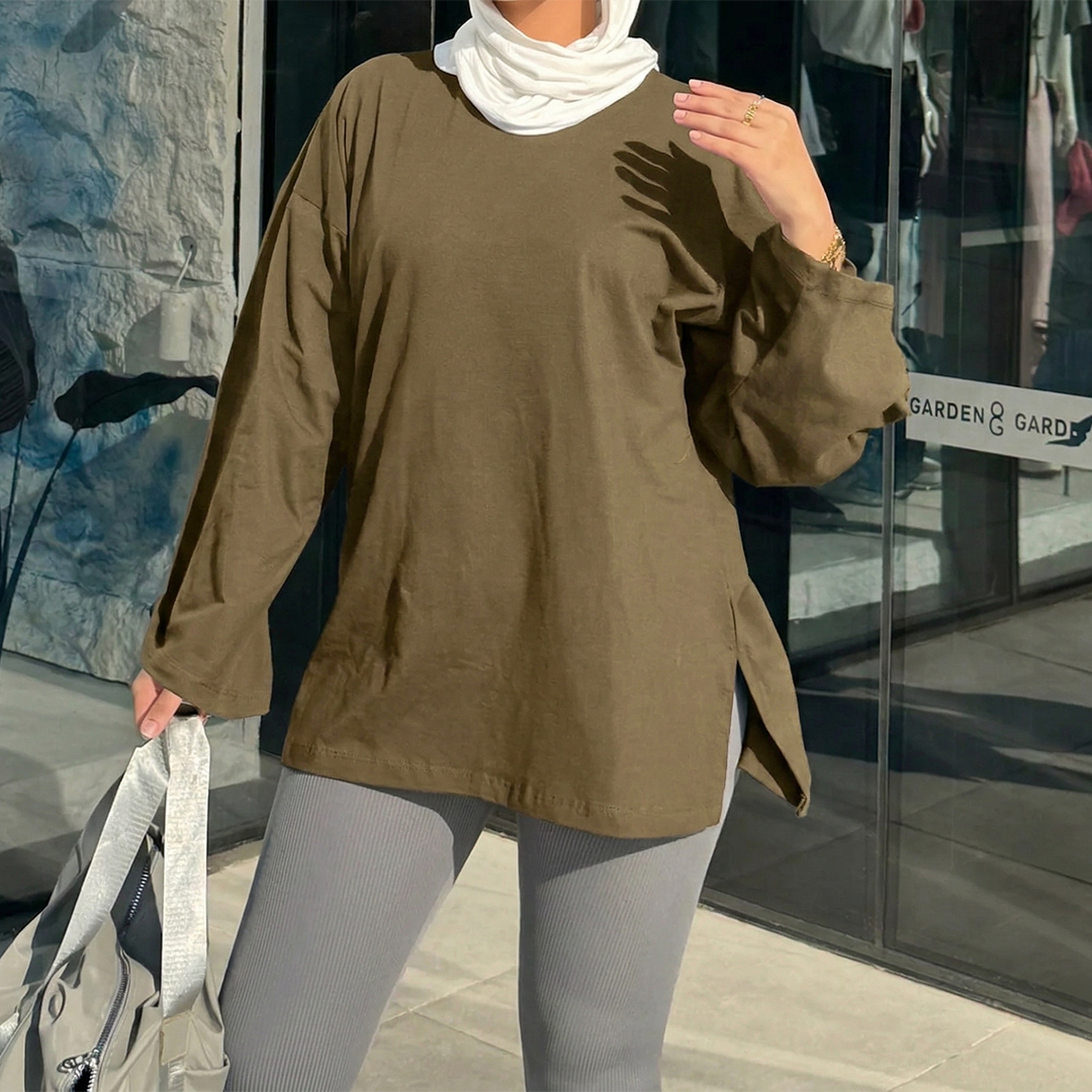 Crew neck long sleeve top